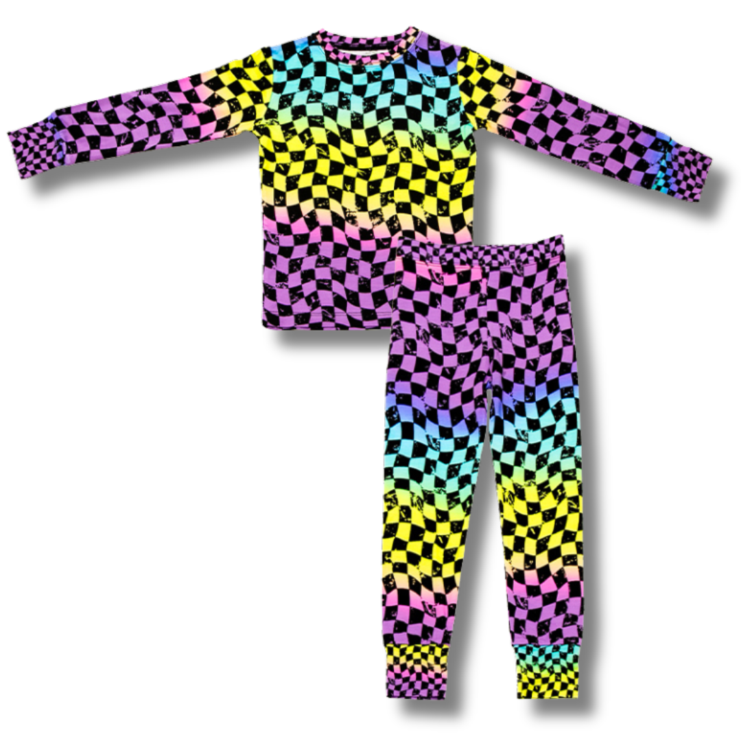 Rainbow Checker 2 Piece Pajamas