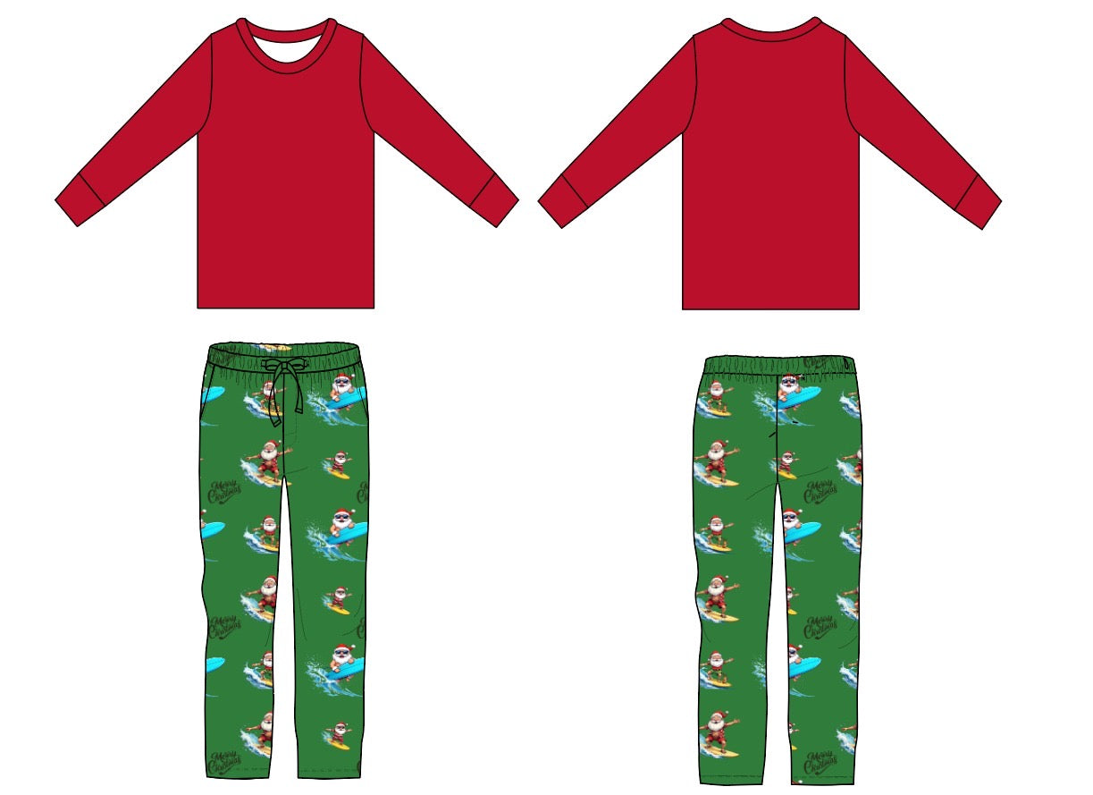 Surf's Up Santa™ Little Kid Pajama Set PRE ORDER
