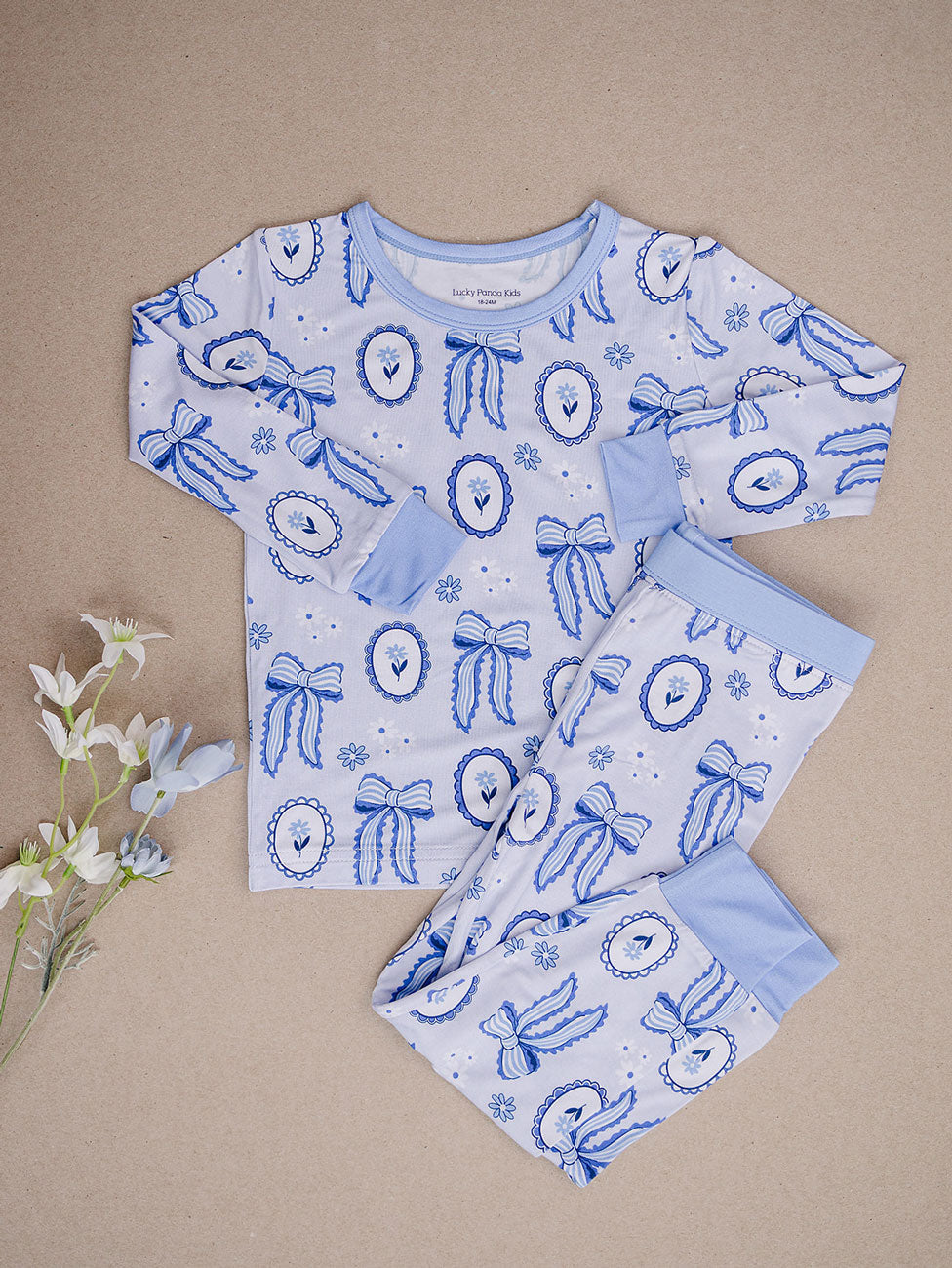 Bamboo Two Piece Set | Blue Bow